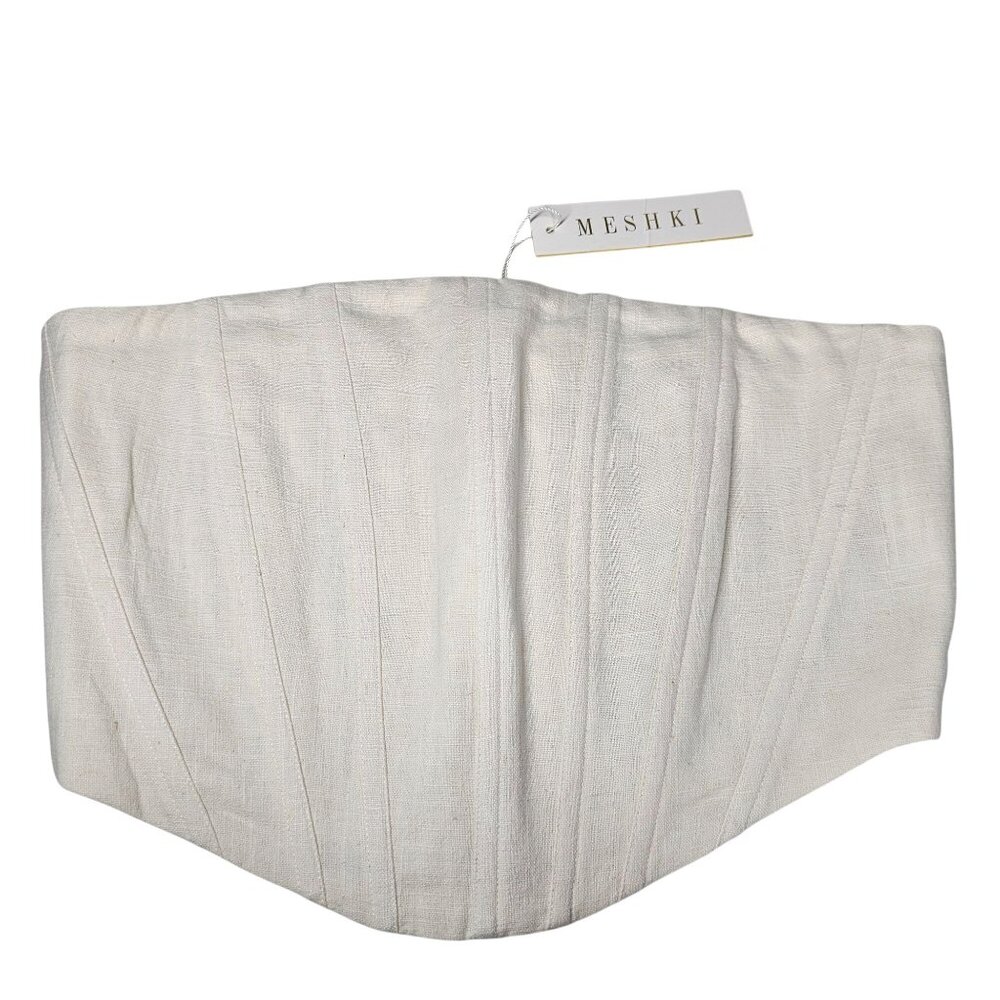 Meshki Nicha Linen Strapless‎ Corset Tube Top Natural White Women's L NWT